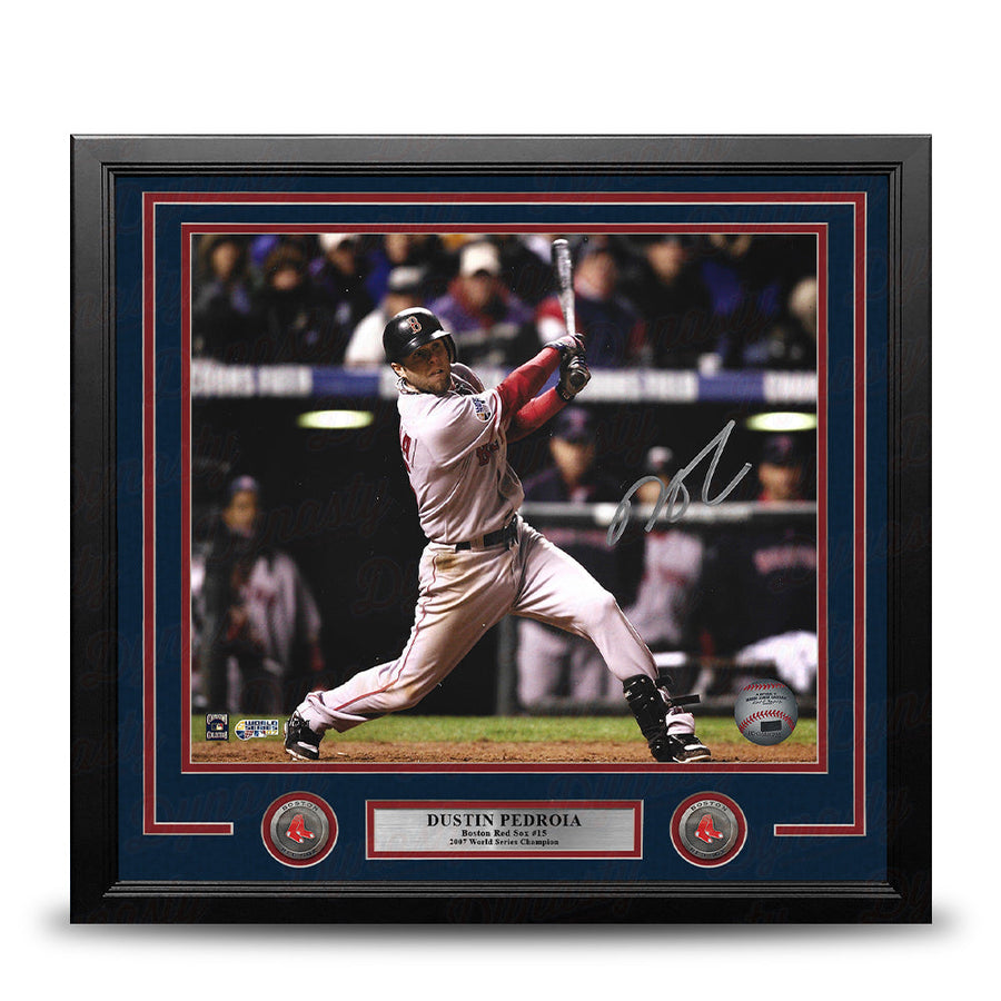 Dustin Pedroia 2007 World Series Action Boston Red Sox Autographed 16
