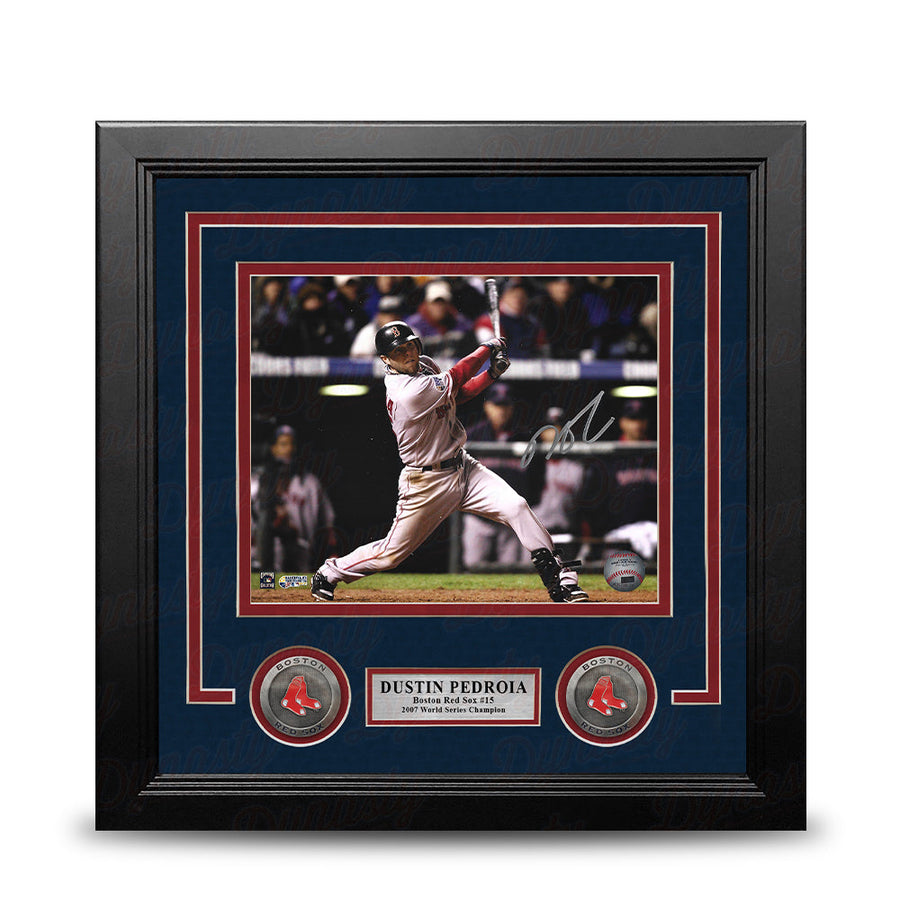 Dustin Pedroia 2007 World Series Action Boston Red Sox Autographed 8