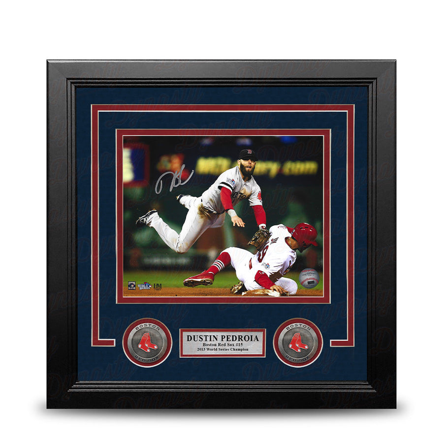 Dustin Pedroia 2013 World Series Action Boston Red Sox Autographed 8