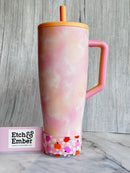 Floral Pink Pumpkins Tumbler Boot