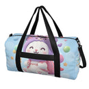 Personalized Kawaii Bunny Cat Duffel Bag with Custom Name – Pastel Travel, Gym & Weekend Bag