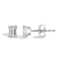 14K White Gold 1/2 Cttw Lab Grown Emerald Cut Diamond Solitaire Stud Earrings