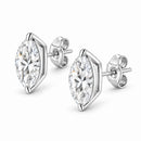 14K White Gold 1/4 Cttw Lab Grown Marquise Diamond Solitaire Stud Earrings