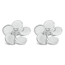 10K White Gold 1/3 Cttw Lab Grown Diamond Flower Petal Stud Earrings