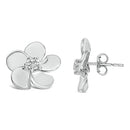 10K White Gold 1/3 Cttw Lab Grown Diamond Flower Petal Stud Earrings