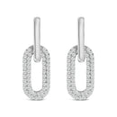 10K White Gold 1/2 Cttw Lab Grown Diamond Dangling Paperclip Drop Earrings