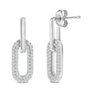 10K White Gold 1/2 Cttw Lab Grown Diamond Dangling Paperclip Drop Earrings