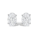 14K White Gold 1.00 Cttw Lab Grown Oval Solitaire Diamond Stud Earrings
