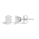 14K White Gold 1.00 Cttw Lab Grown Oval Solitaire Diamond Stud Earrings