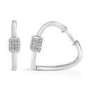 10K White Gold 3/8 Cttw Lab Grown Diamond Heart Shaped Huggie Hoop Earrings