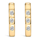 10K White Gold 1/10 Cttw Three Stone Lab Grown Diamond Oval Huggies Hoop Earrings