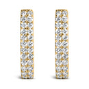 10K White Gold 1/4 Cttw Lab Grown Diamond Double Row Huggie Hoop Earrings