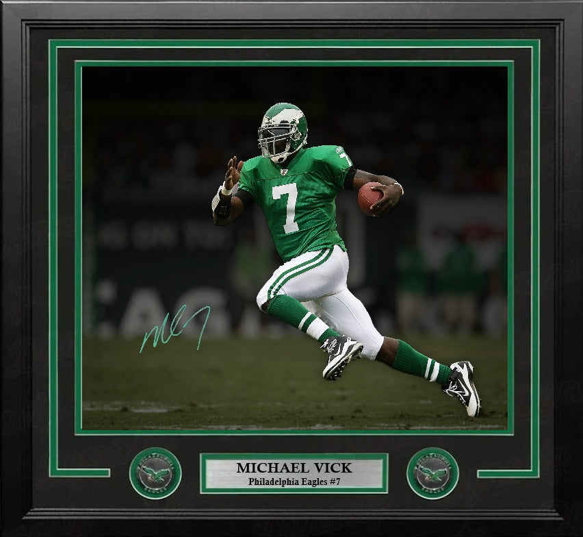 Michael Vick Kelly Green Action Philadelphia Eagles Autographed 16