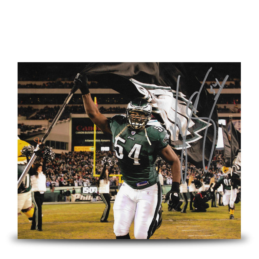 Jeremiah Trotter, Sr. Flag Philadelphia Eagles Autographed 11