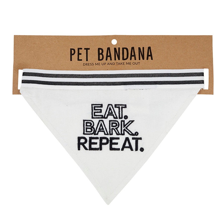 Eat Bark Repeat Pet Bandana in White | Cotton Animal Pet Accessory | 9