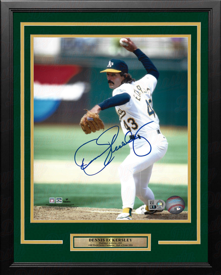 Dennis Eckersley in Action Oakland Athletics Autographed 16