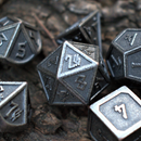 Elder Runes Battle-Worn Silver Metal Dice Set
