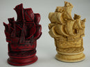 Chess Pieces - Resin - Stained Red & Ivory Elizabethan Chess Pieces - 5"