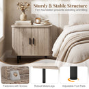 End Table Modern Mid Century Nightstand with Sliding Tambour Doors and Storage Shelf