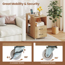 End Table with Built-in Charging Station Sofa Side Bedside Table on Wheels