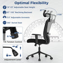 Ergonomic Office Chair with 3D Headrest and Reclining Backrest-Black