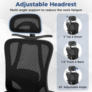 Ergonomic Office Chair with 3D Headrest and Reclining Backrest-Black