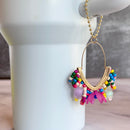 FLORAL SEED BEAD Charm - Tumbler Handle Charm