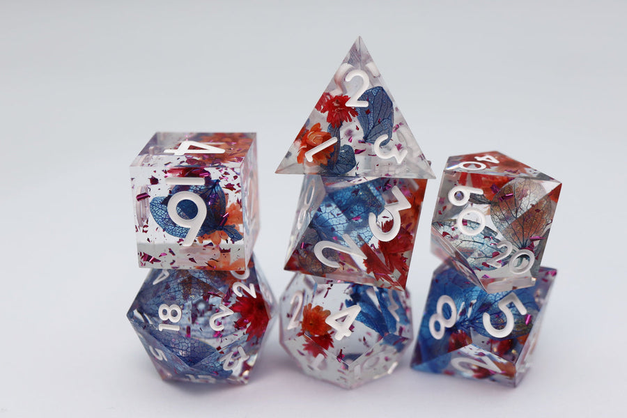Sharp Edge Resin RPG Dice Set - Blooming Tempest