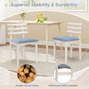 Fabric Kitchen Side Chairs with Rubber Wood Frame and Padded Seat-White