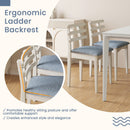 Fabric Kitchen Side Chairs with Rubber Wood Frame and Padded Seat-White