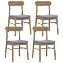 Fabric Upholstered Kitchen Armless Dining Chairs with Rubber Wood Frame Set of 4-Oak