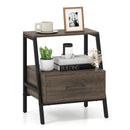 3-Tier Farmhouse Nightstand with Open Shelf