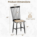 Farmhouse Solid Rubber Wood Dining Chairs Set of 2 with PE Rattan Seats-Black
