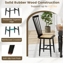 Farmhouse Solid Rubber Wood Dining Chairs Set of 2 with PE Rattan Seats-Black