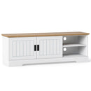 Farmhouse TV Stand for TVs up to 65 Inch with Sliding Doors and Storage Cabinets-White