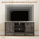 Farmhouse TV Stand for TVs up to 65 Inch Entertainment Center with 2 Storage Cabinets-Gray