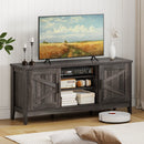 Farmhouse TV Stand for TVs up to 65 Inch Entertainment Center with 2 Storage Cabinets-Gray