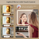 Farmhouse Vanity Set with Mirror and 3-Color Lighting-White