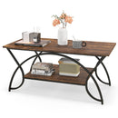 2-Tier Rectangle Coffee Table with Marble Pattern Top