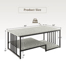 Faux Marble Coffee Table with Open Storage Shelf-Gray
