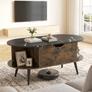 Lift Top Coffee Table with Hidden Compartment and Shelves