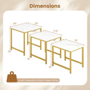 Nesting Tables Set of 3 with Faux Marble Top and Metal Frame