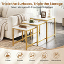 Nesting Tables Set of 3 with Faux Marble Top and Metal Frame
