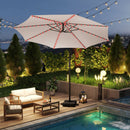 10 Feet Solar Offset Hanging Umbrella with Base and LED Lights