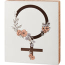 Female Box Sign | Female Gender Symbol Wooden Sign Decor | 7.75" x 9"