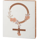 Female Box Sign | Female Gender Symbol Wooden Sign Decor | 7.75" x 9"
