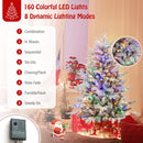7 Feet Flocked Christmas Tree with 8 Lighting Modes and Multi-Color LED Lights