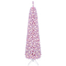 6 FT Pink Flocked Pre-Lit Pencil Christmas Tree with LED Lights