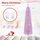 6 FT Pink Flocked Pre-Lit Pencil Christmas Tree with LED Lights