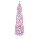 6 FT Pink Flocked Pre-Lit Pencil Christmas Tree with LED Lights